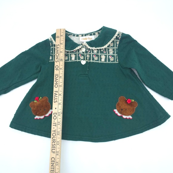 Vintage Cradle Togs Green Teddy Bear Outfit Set Size 12M - Picture 5 of 11